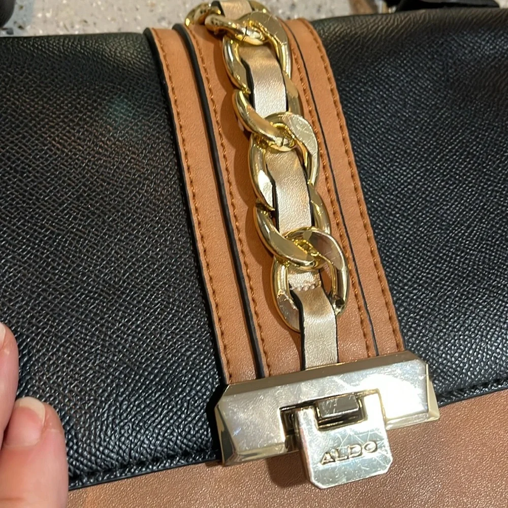 ALDO ANNIEBROOK COLORBLOCK FLAPPED SATCHEL BAG BLACK CAMEL TAN BLUSH PINK